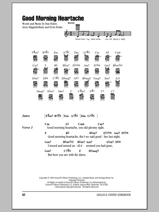 Download Billie Holiday Good Morning Heartache Sheet Music