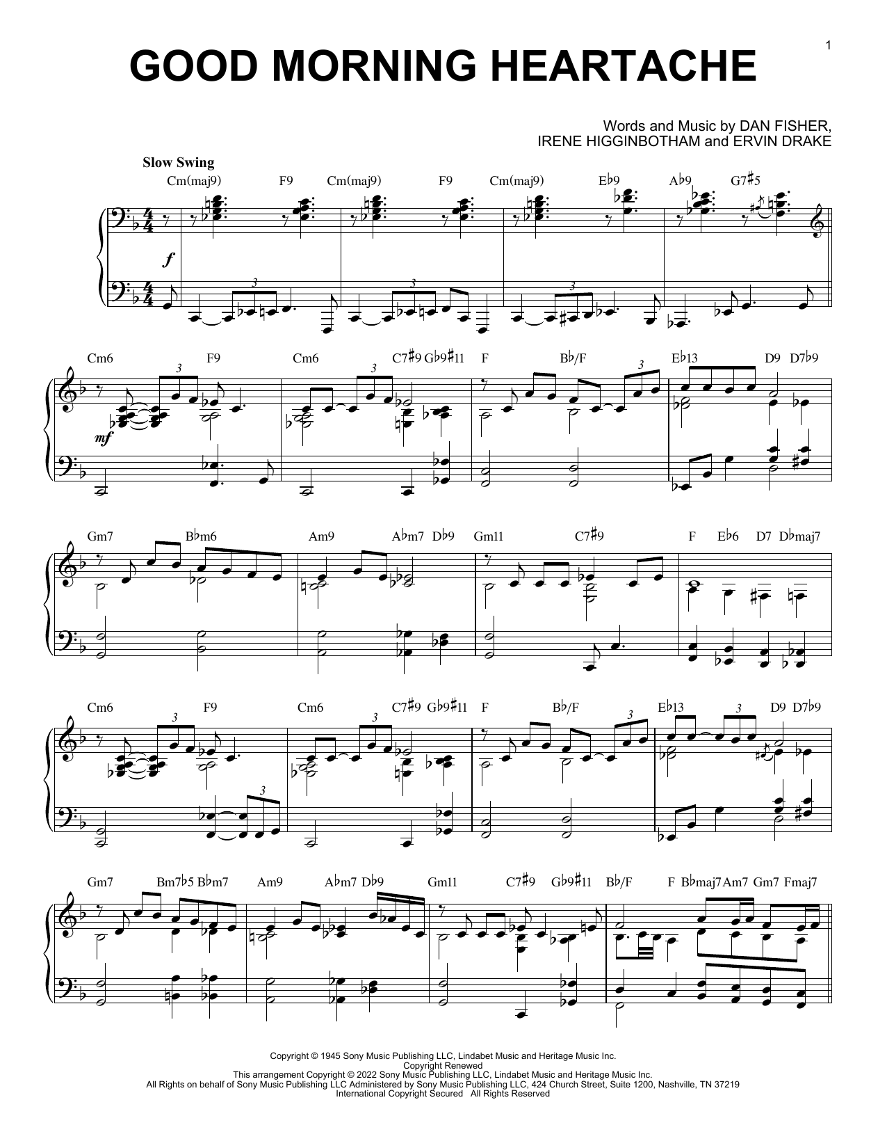 Download Billie Holiday Good Morning Heartache [Jazz version] ( Sheet Music