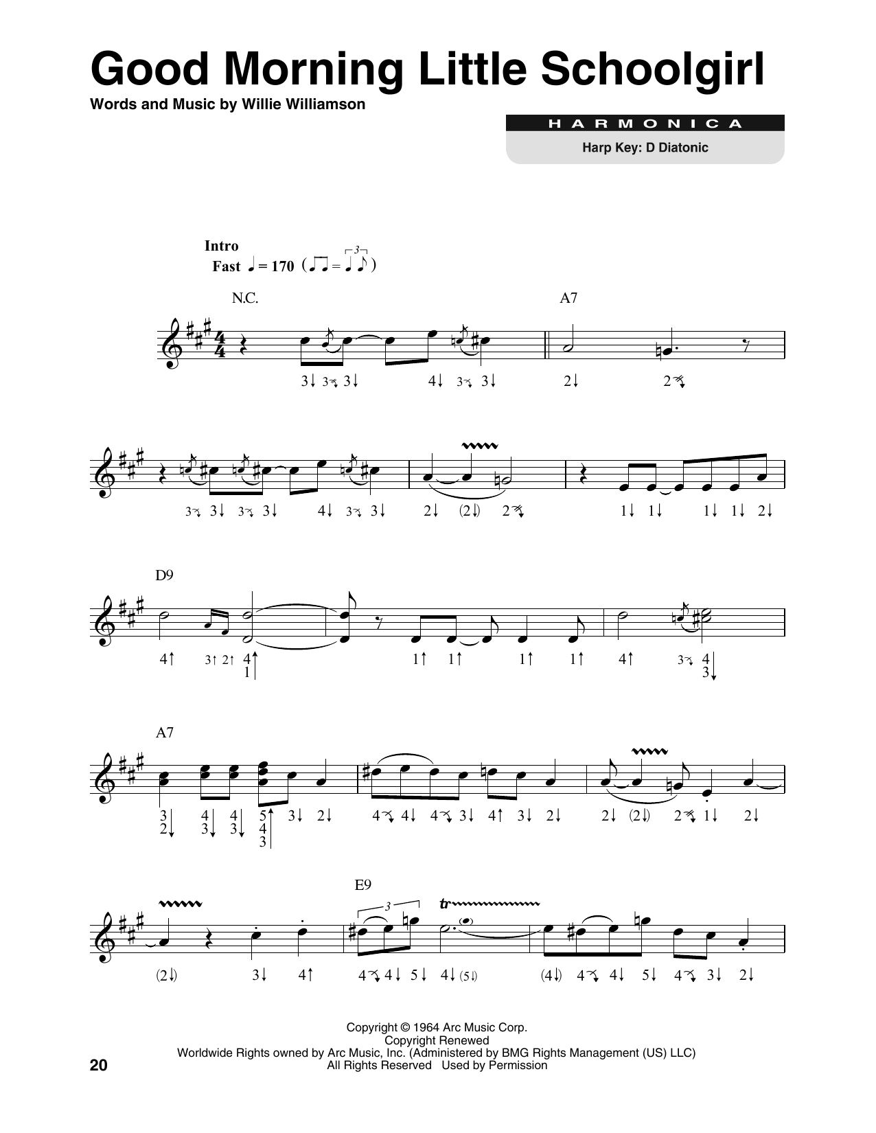 Muddy Waters Good Morning Little Schoolgirl sheet music notes printable PDF score