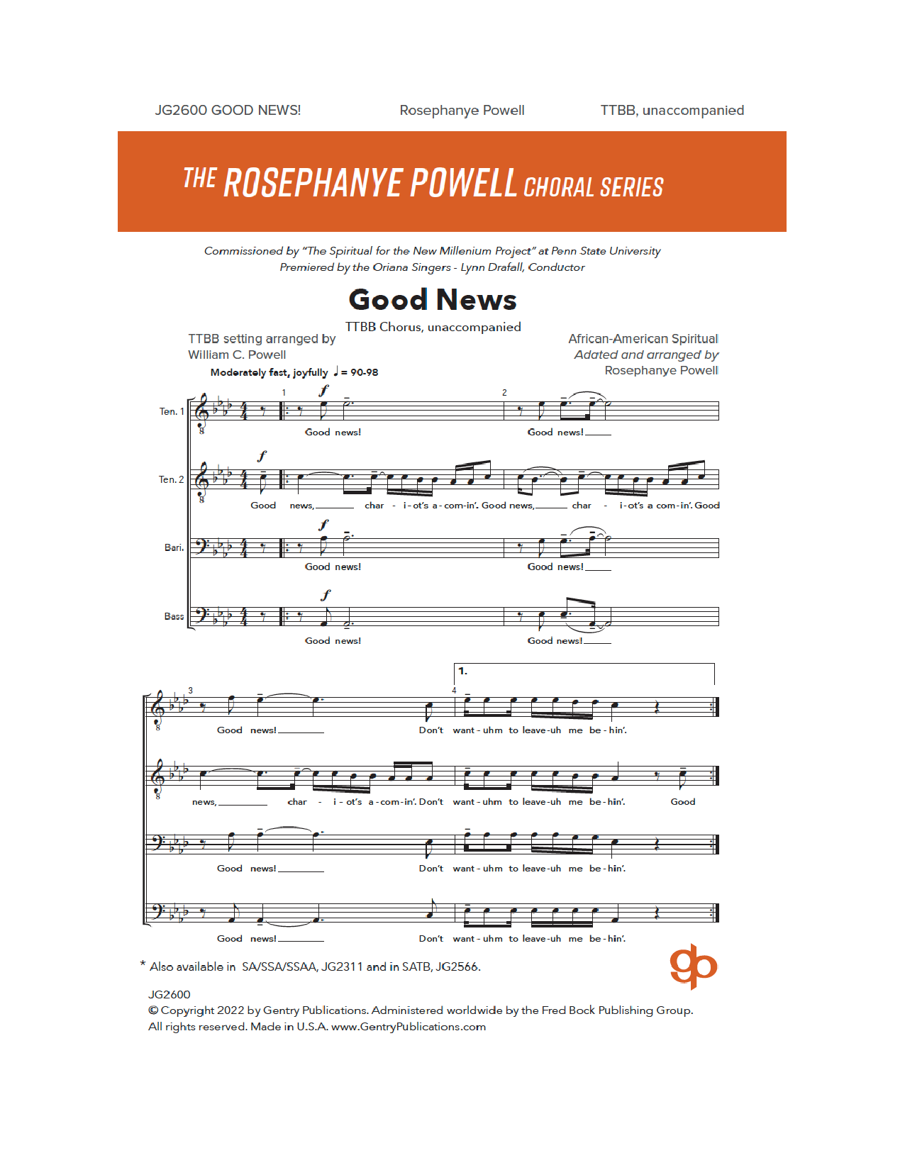 Download Rosephanye Powell Good News Sheet Music