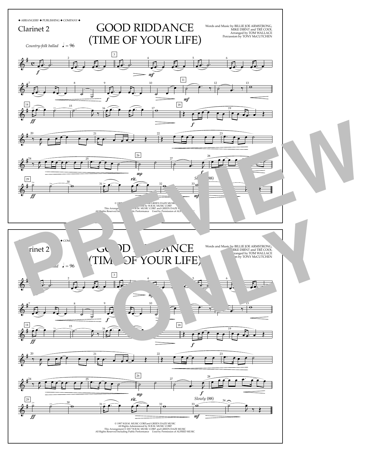 Download Tom Wallace Good Riddance (Time of Your Life) - Cla Sheet Music