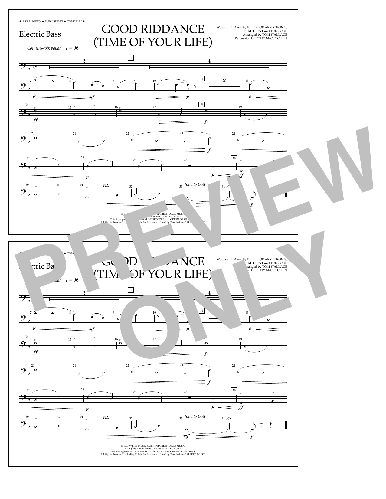 Download Tom Wallace Good Riddance (Time of Your Life) - Ele Sheet Music