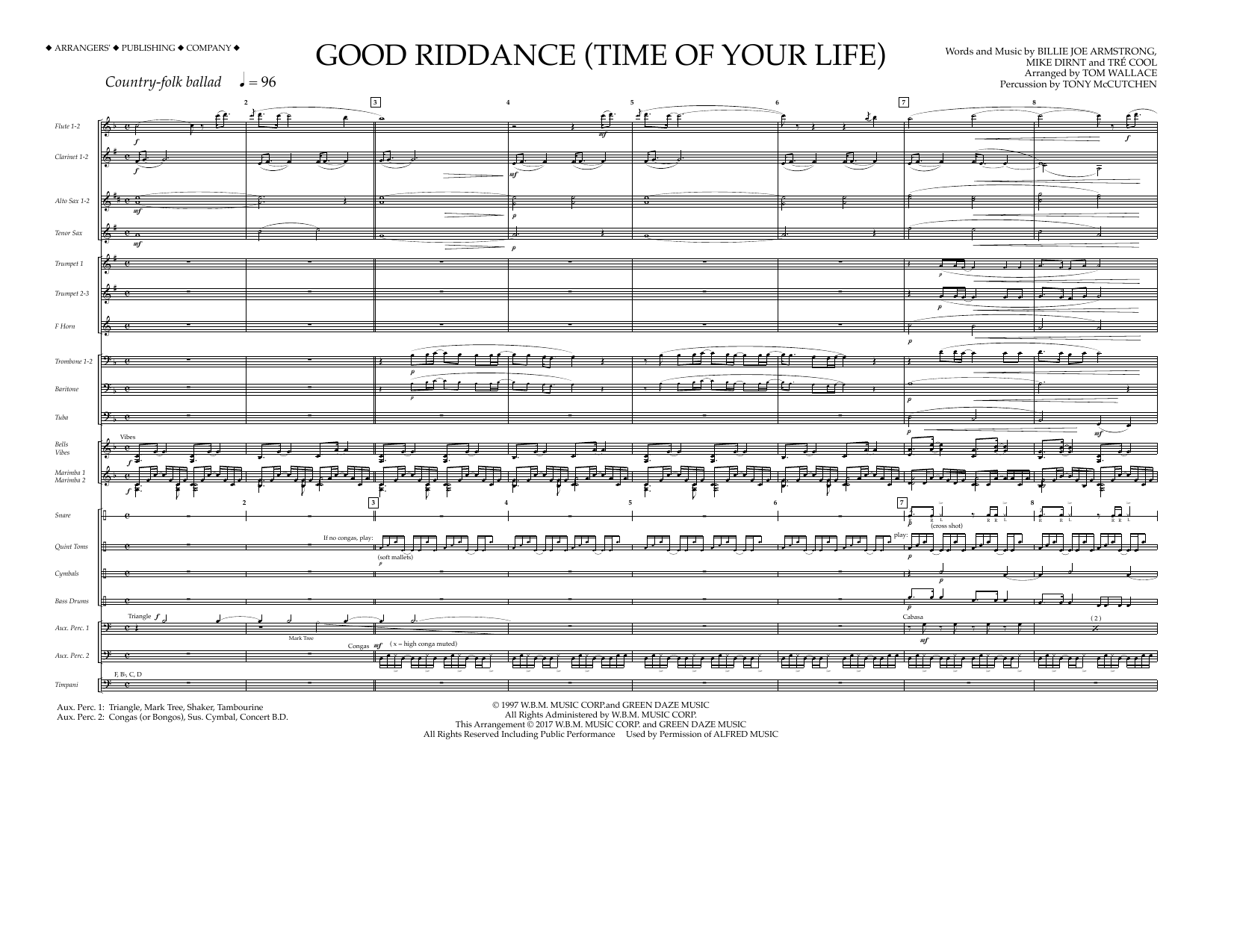 Download Tom Wallace Good Riddance (Time of Your Life) - Ful Sheet Music