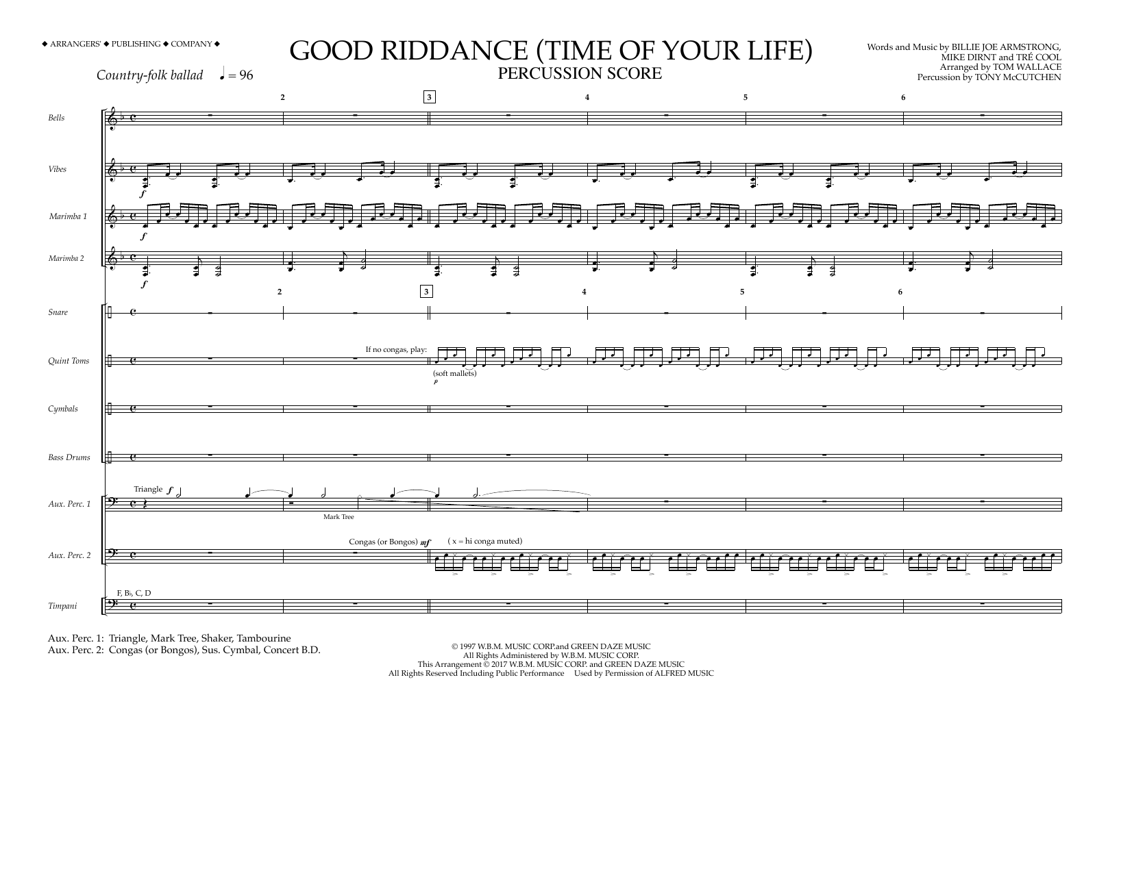 Download Tom Wallace Good Riddance (Time of Your Life) - Per Sheet Music