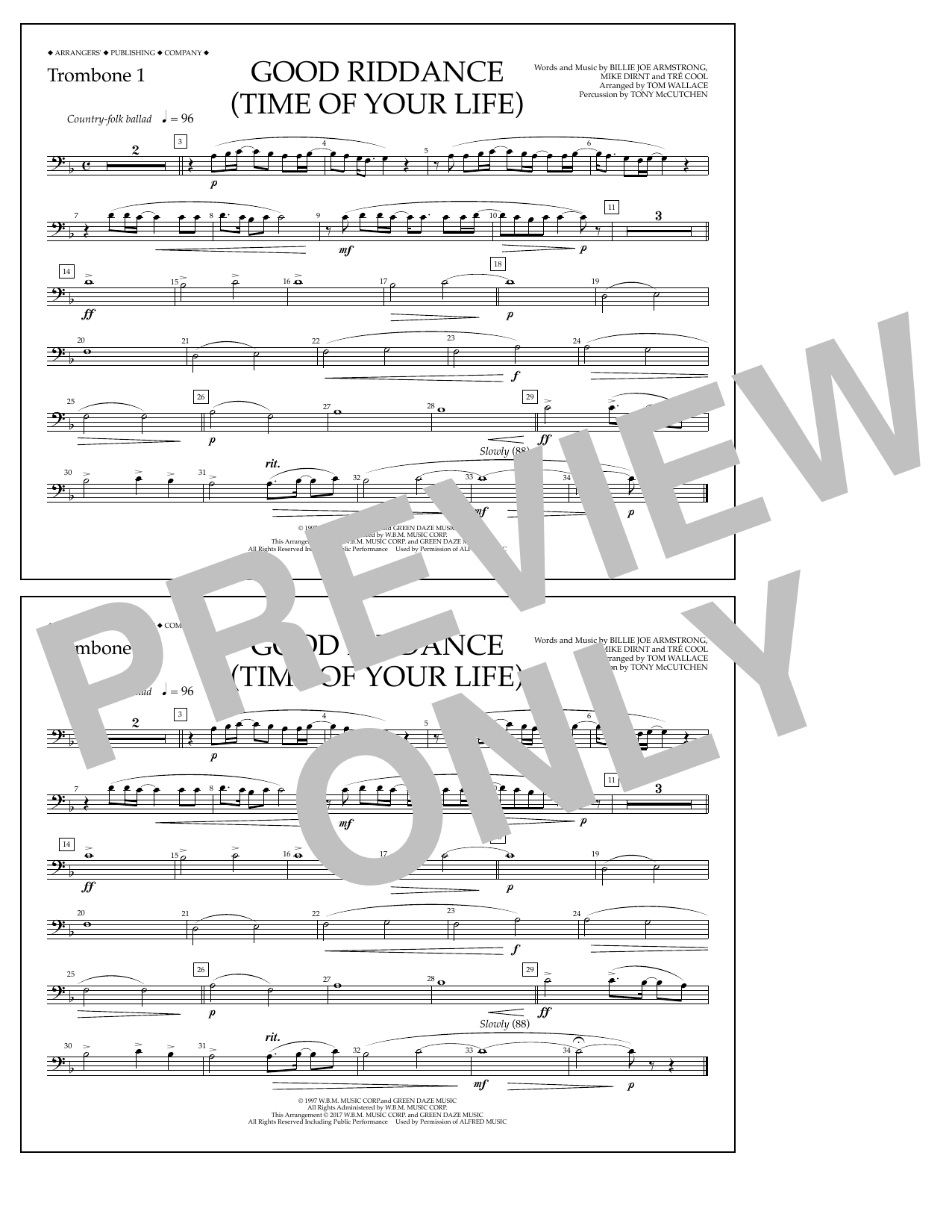 Download Tom Wallace Good Riddance (Time of Your Life) - Tro Sheet Music