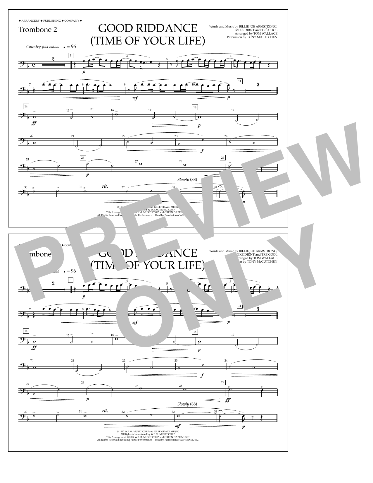 Download Tom Wallace Good Riddance (Time of Your Life) - Tro Sheet Music