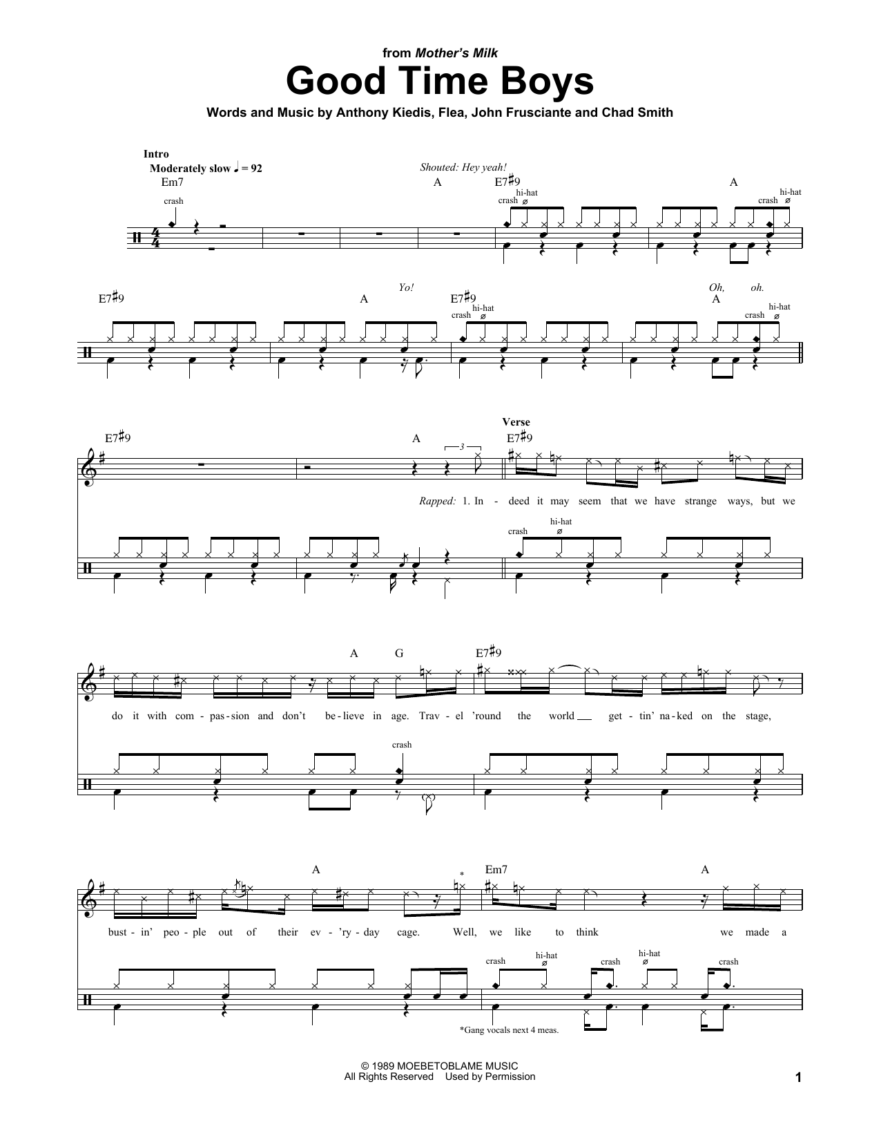 Download Red Hot Chili Peppers Good Time Boys Sheet Music