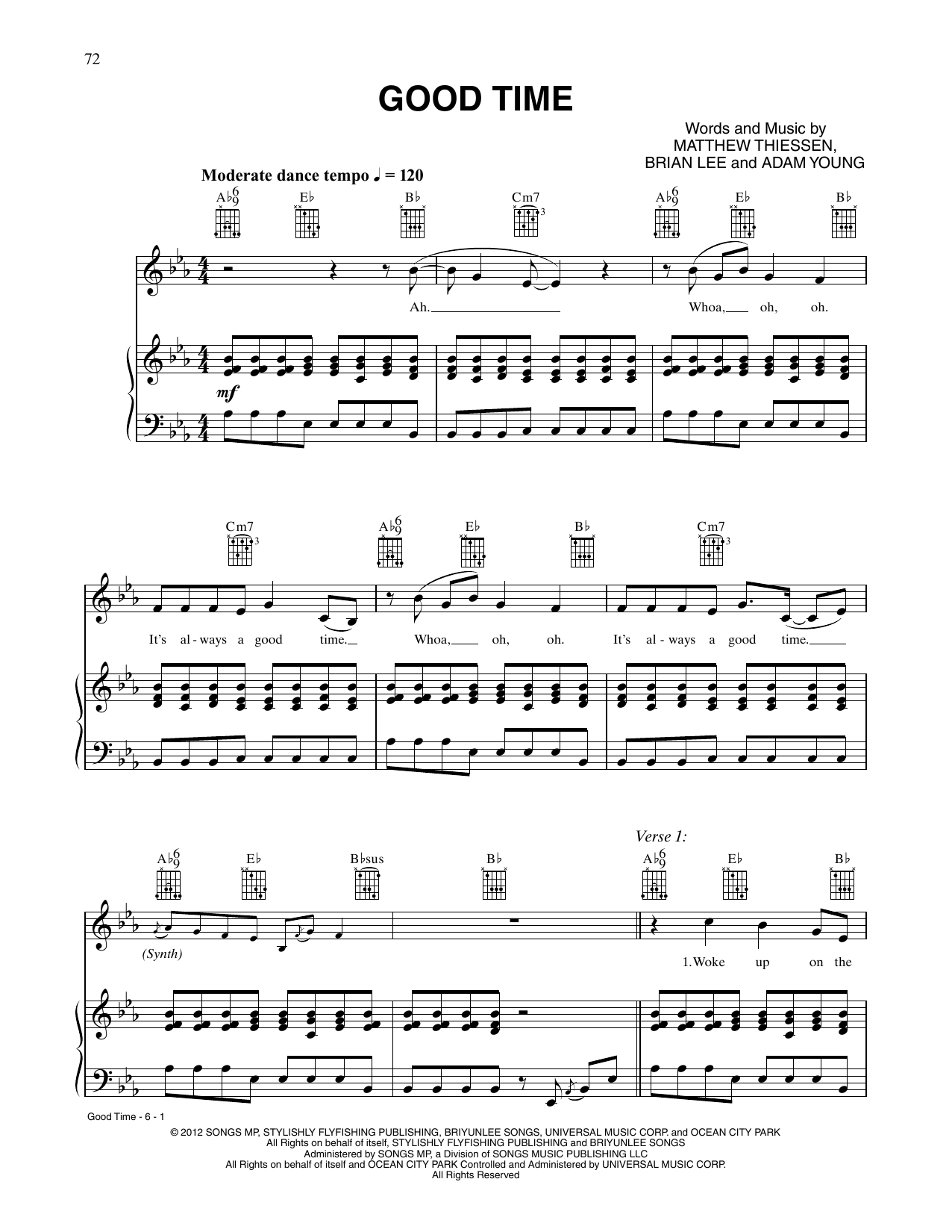 Download Owl City and Carly Rae Jepsen Good Time Sheet Music