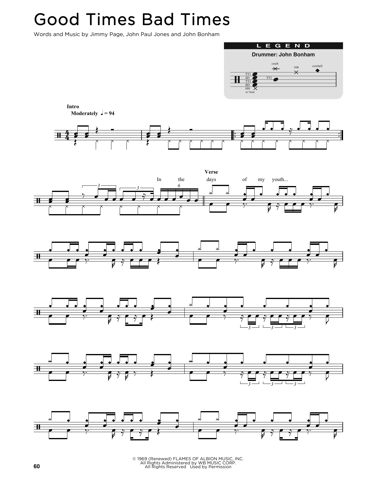 Download Led Zeppelin Good Times Bad Times Sheet Music