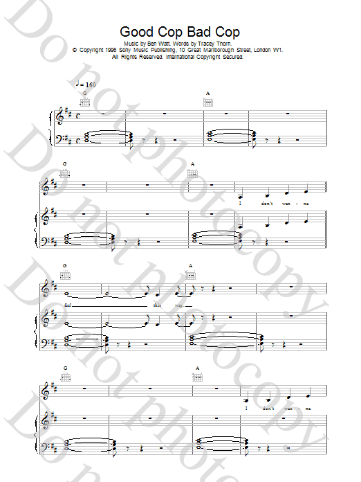 Everything But The Girl Good Cop Bad Cop sheet music notes printable PDF score