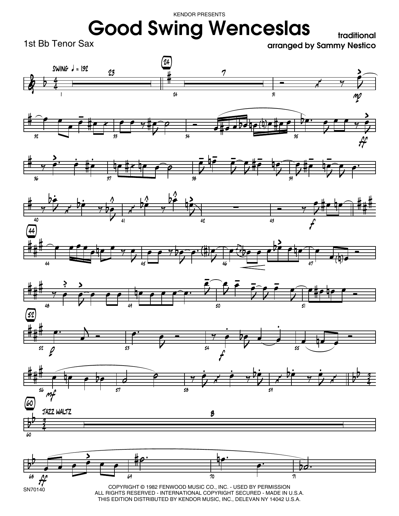 Download Sammy Nestico Good Swing Wenceslas - 1st Tenor Saxoph Sheet Music