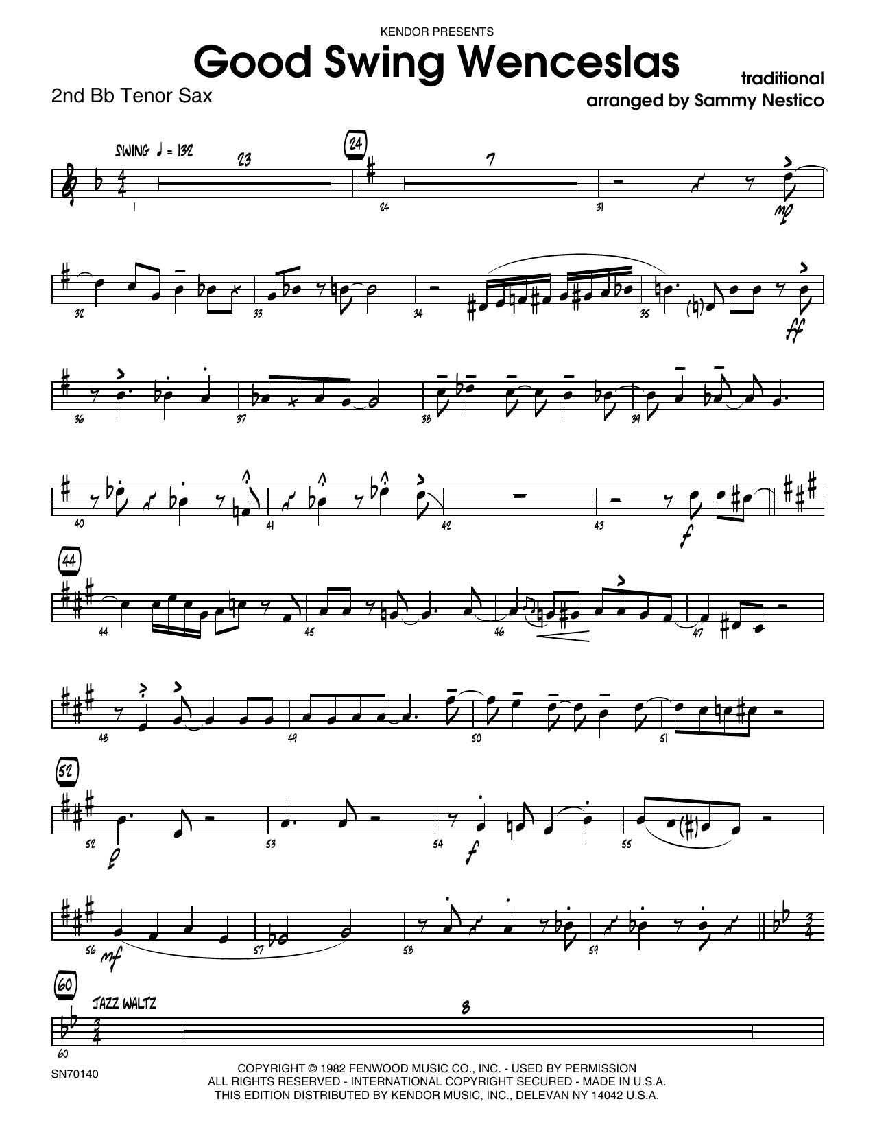 Download Sammy Nestico Good Swing Wenceslas - 2nd Bb Tenor Sax Sheet Music