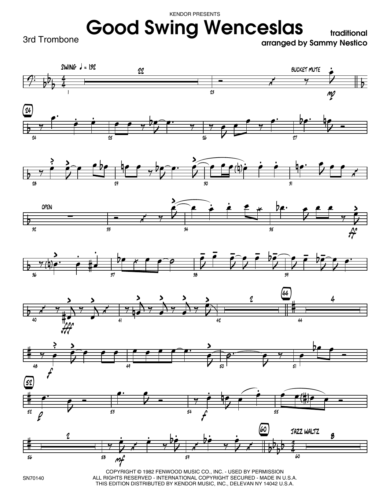Download Sammy Nestico Good Swing Wenceslas - 3rd Trombone Sheet Music
