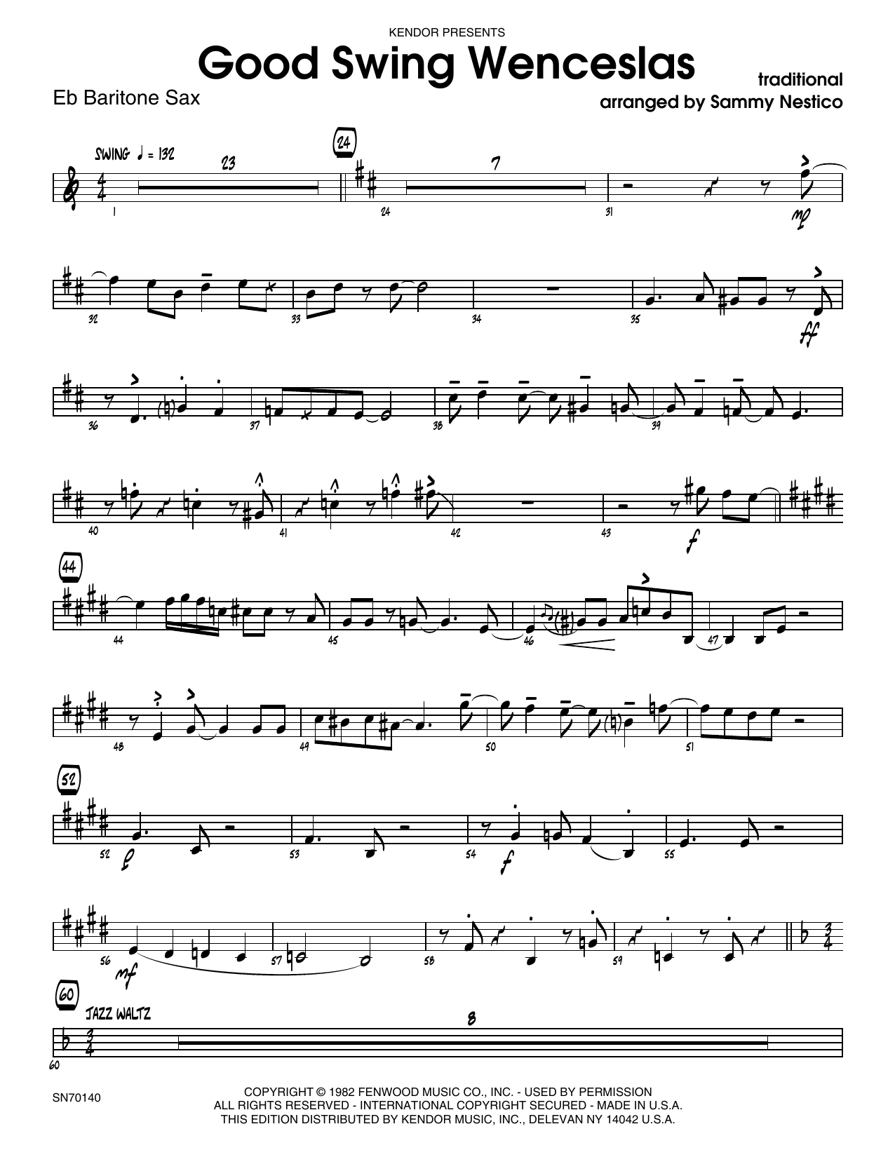 Download Sammy Nestico Good Swing Wenceslas - Eb Baritone Saxo Sheet Music