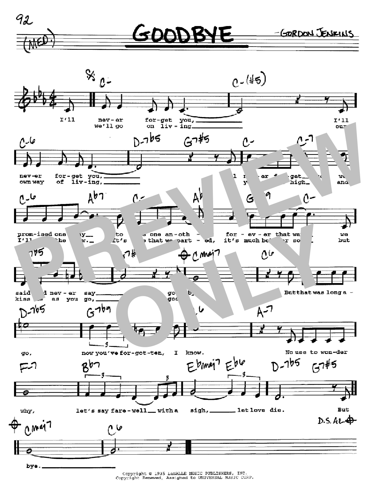 Download Benny Goodman Goodbye Sheet Music