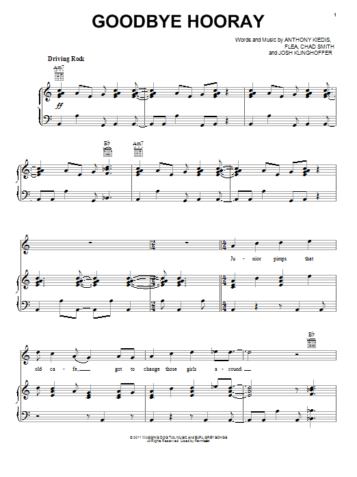 Download Red Hot Chili Peppers Goodbye Hooray Sheet Music