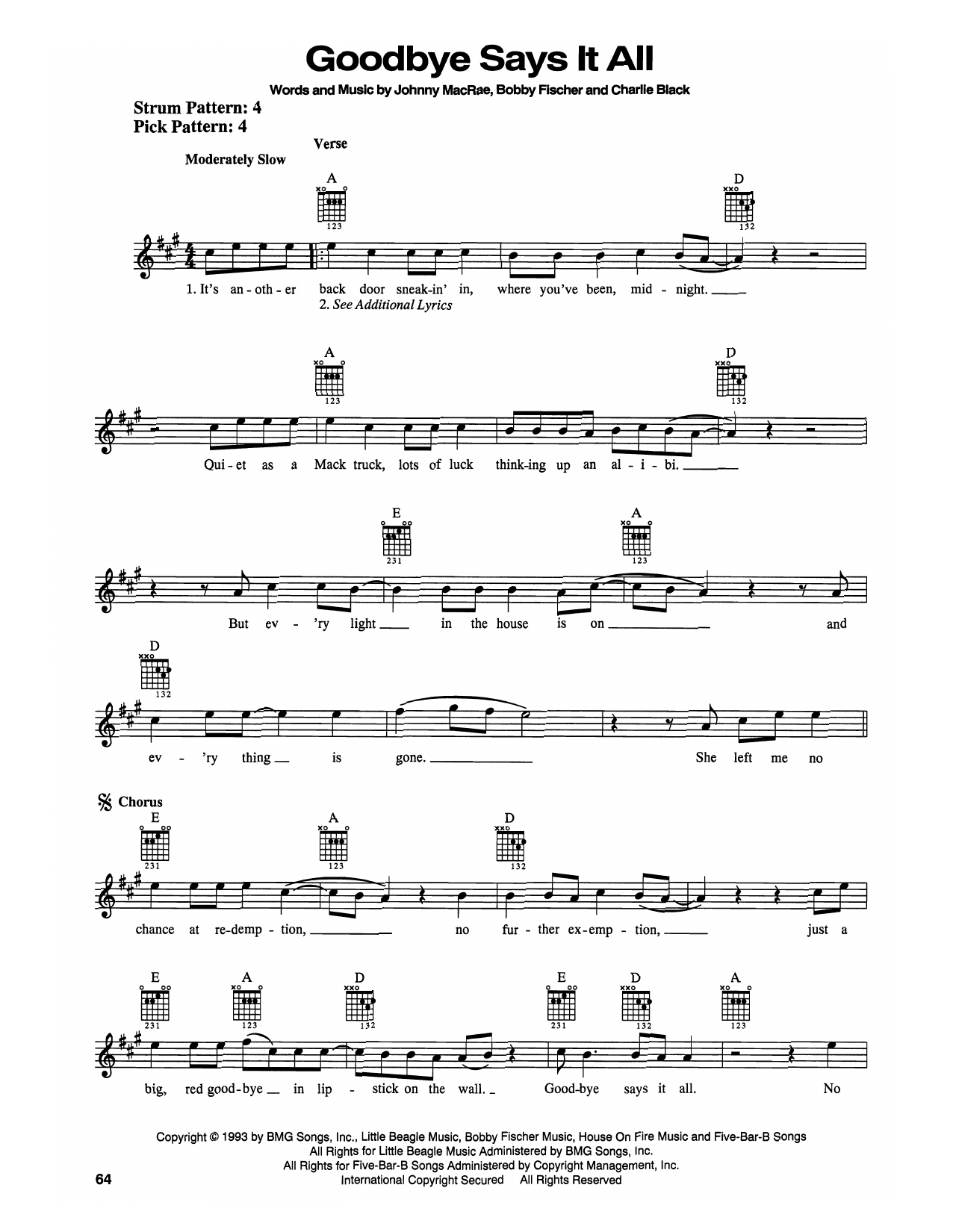Blackhawk Goodbye Says It All sheet music notes printable PDF score