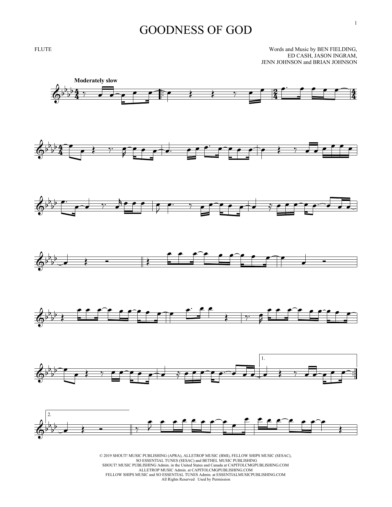 Bethel Music and Jenn Johnson Goodness Of God sheet music notes printable PDF score