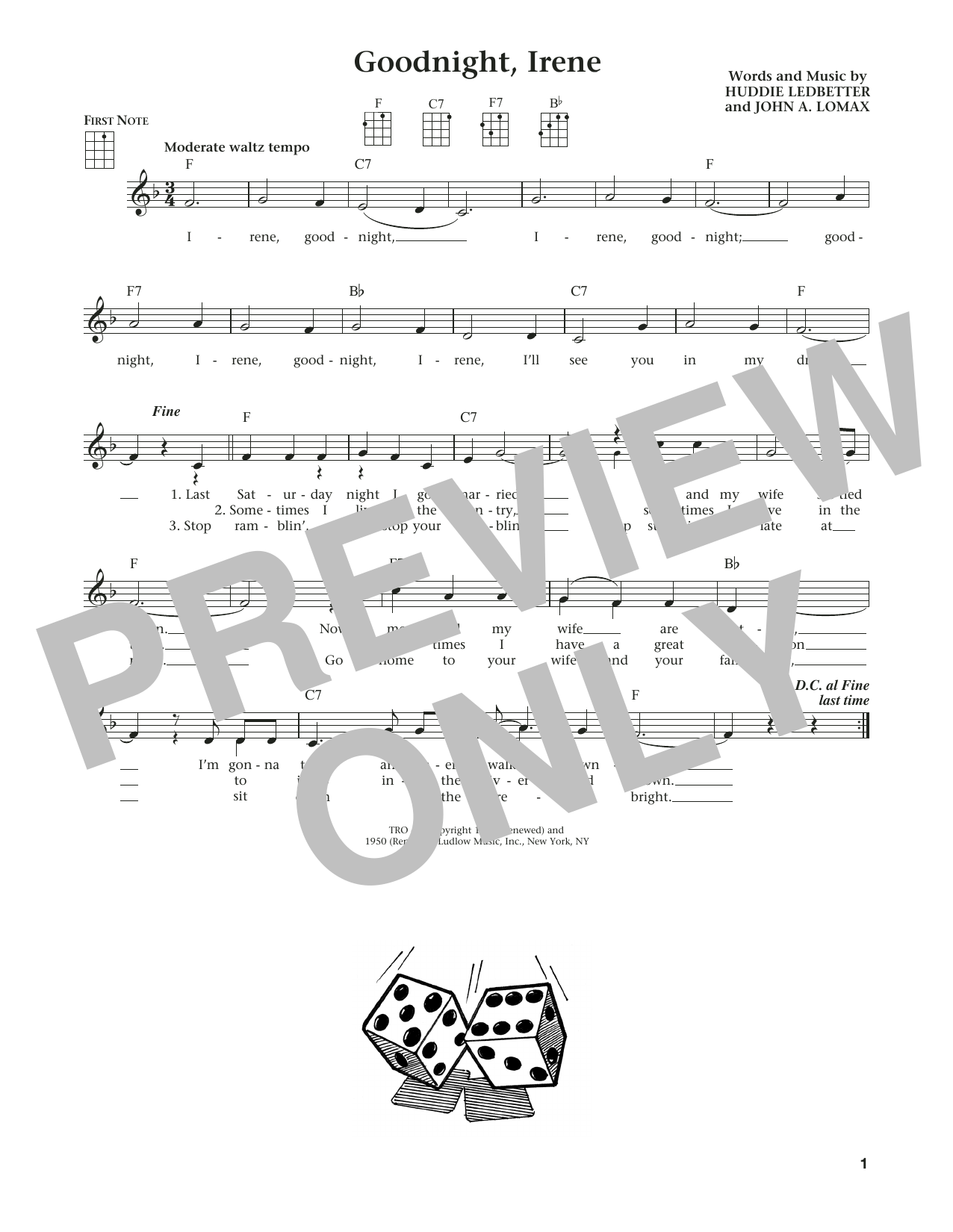 Download Ernest Tubb & Red Foley Goodnight, Irene (from The Daily Ukulel Sheet Music