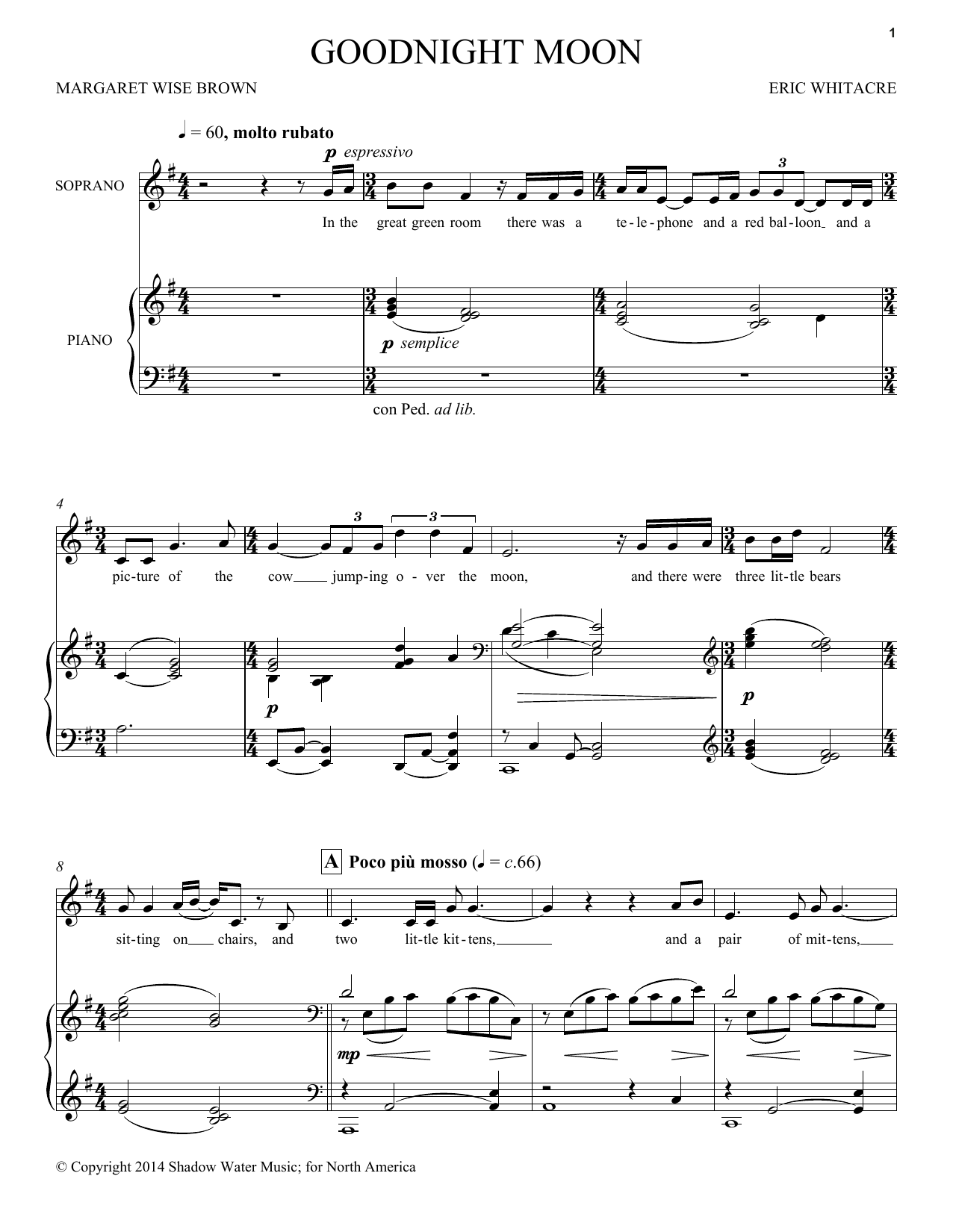 Download Eric Whitacre Goodnight Moon Sheet Music