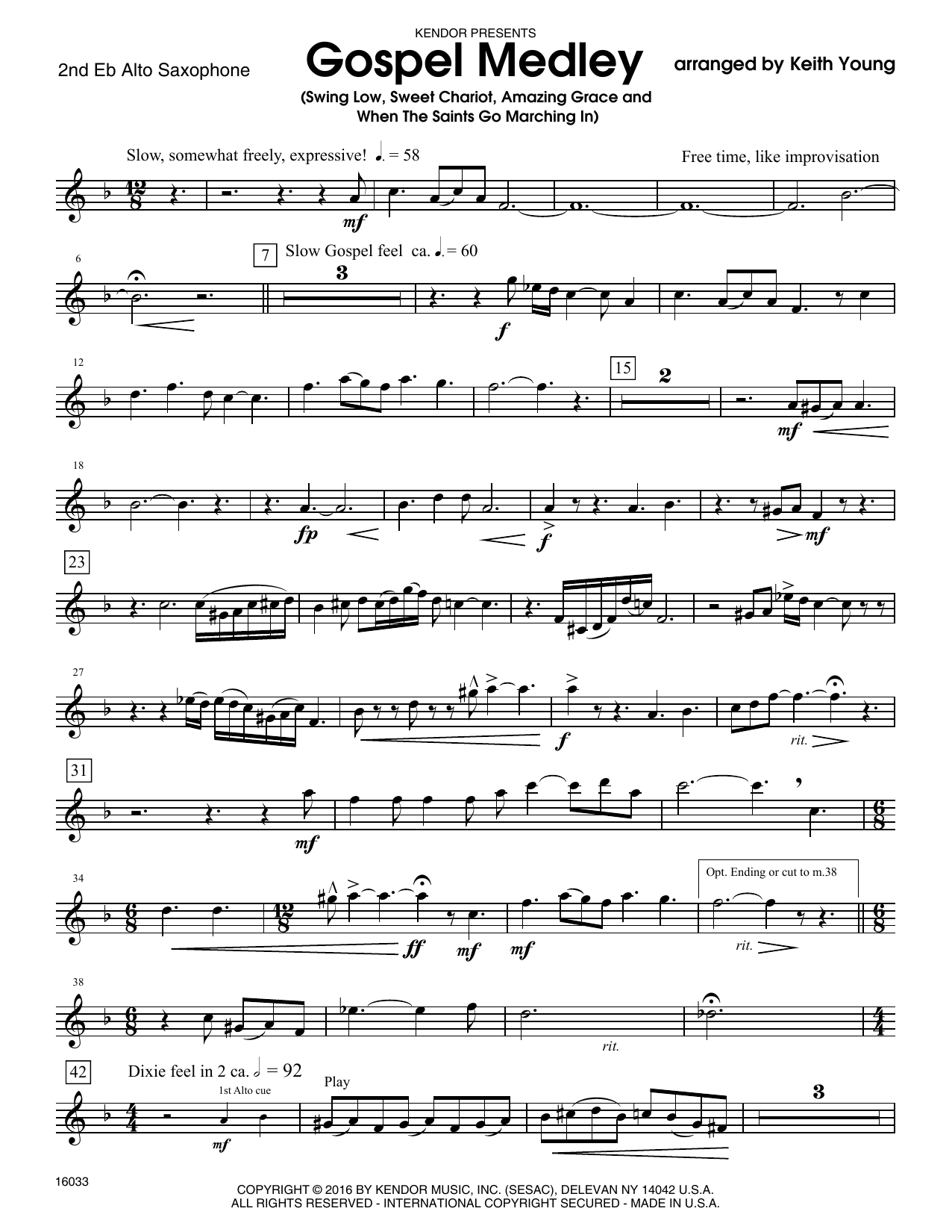 Download Keith Young Gospel Medley - 2nd Eb Alto Saxophone Sheet Music