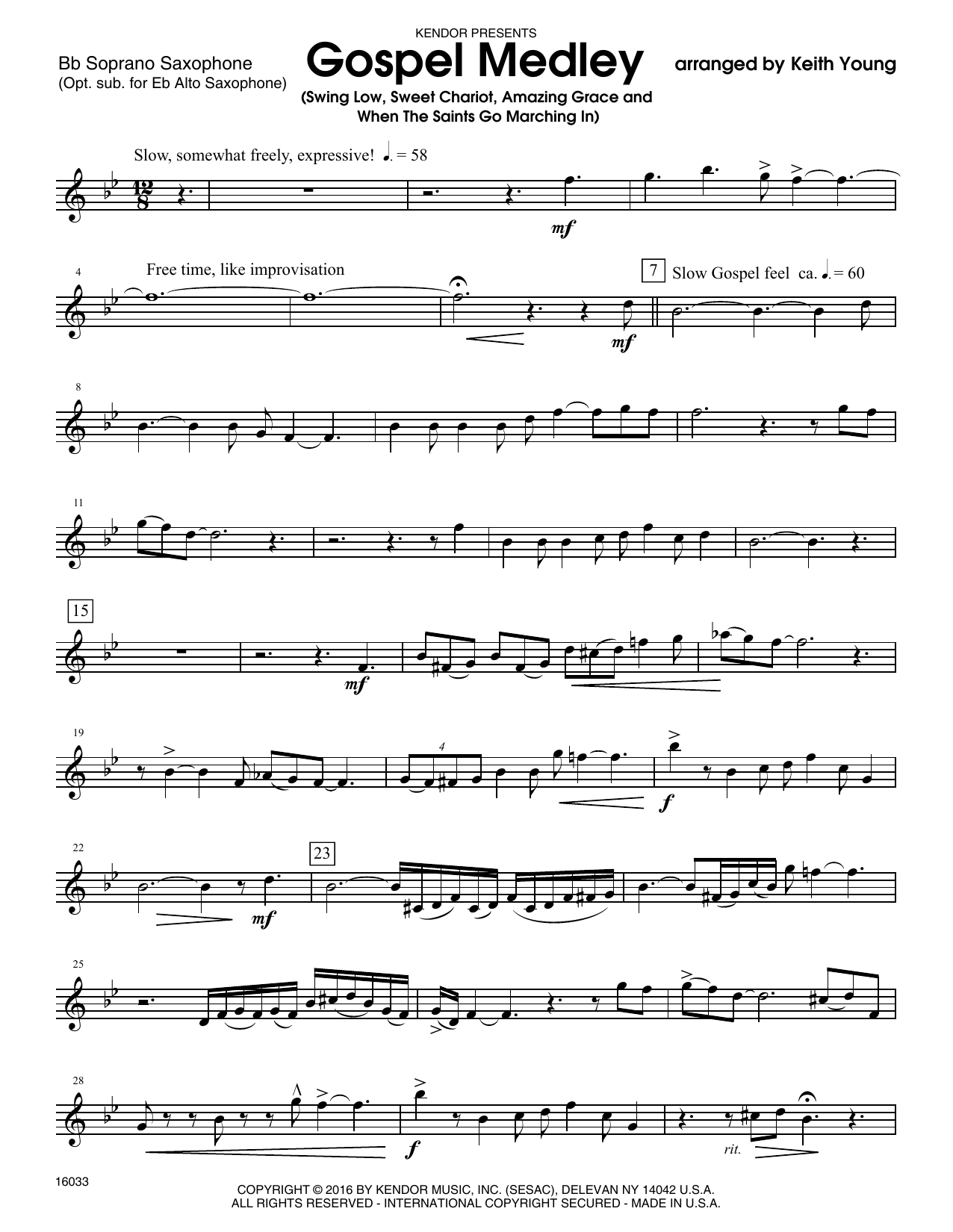 Download Keith Young Gospel Medley - Bb Soprano Sax Sheet Music
