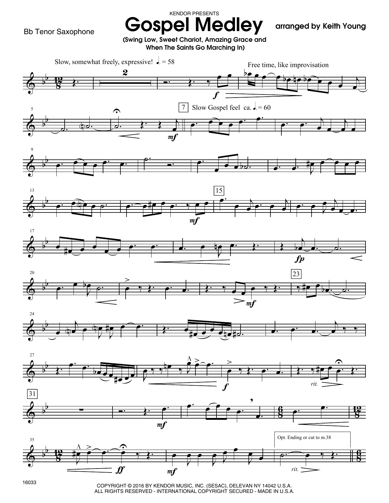 Download Keith Young Gospel Medley - Bb Tenor Saxophone Sheet Music