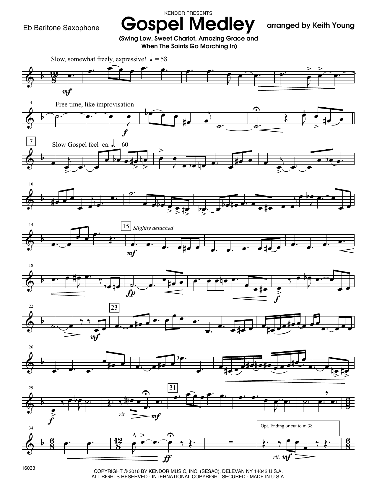 Download Keith Young Gospel Medley - Eb Baritone Saxophone Sheet Music