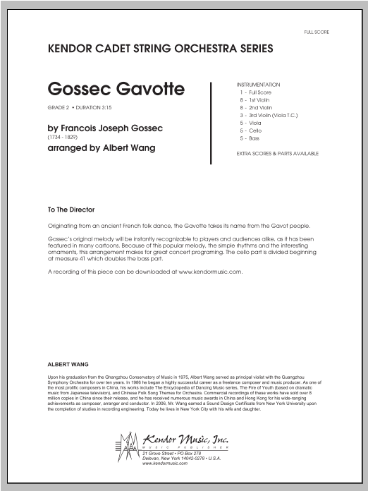 Download Wang Gossec Gavotte - Full Score Sheet Music