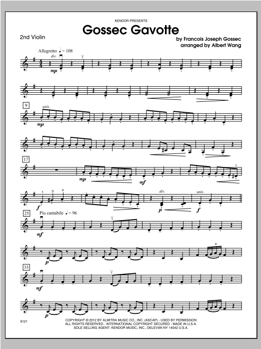 Download Wang Gossec Gavotte - Violin 2 Sheet Music