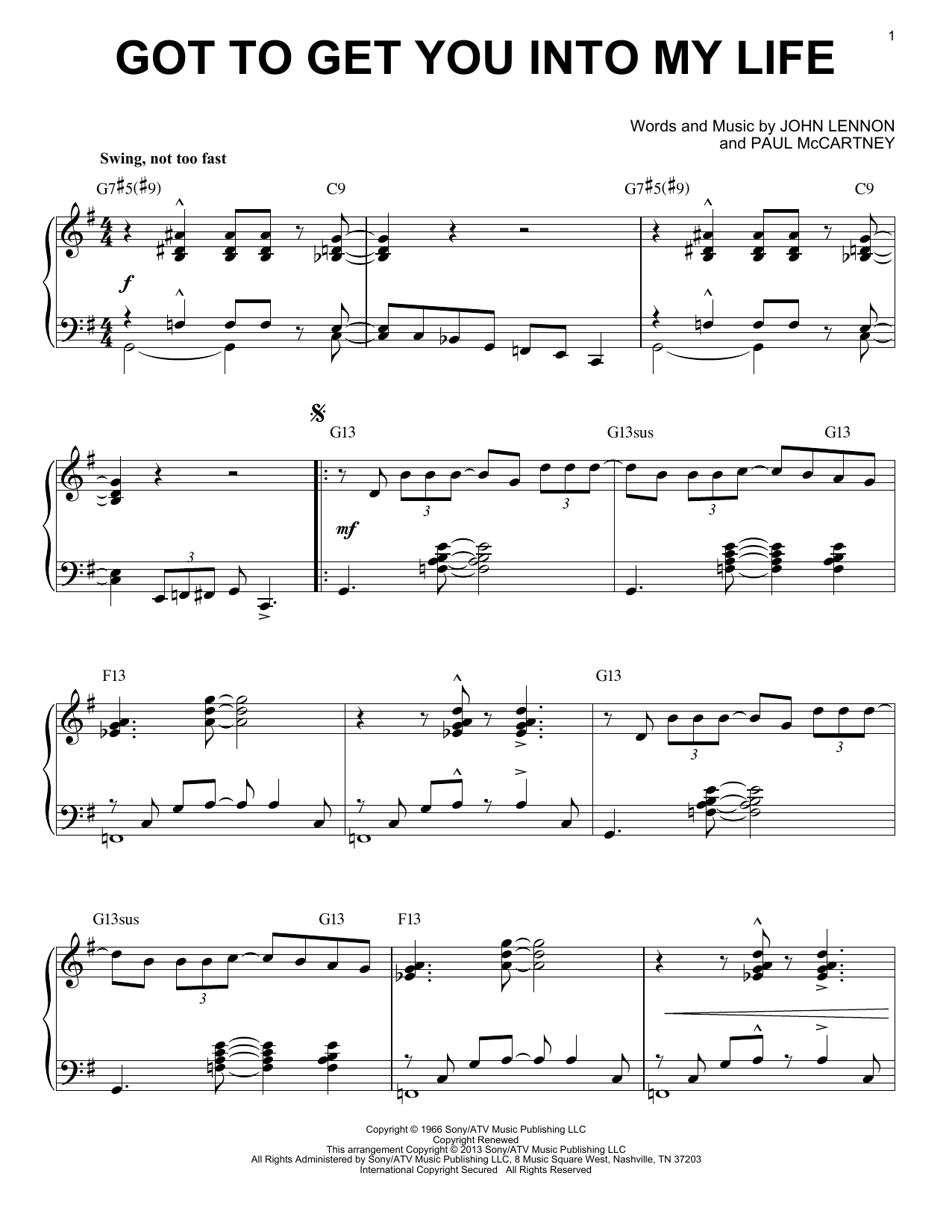 Download The Beatles Got To Get You Into My Life [Jazz versi Sheet Music
