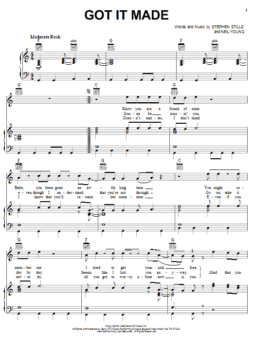 Crosby, Stills & Nash Got It Made sheet music notes printable PDF score