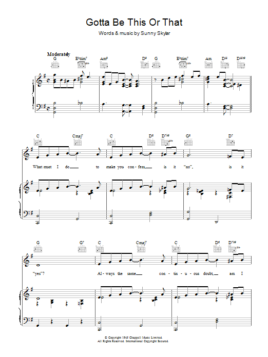 Download Sunny Skylar Gotta Be This Or That Sheet Music