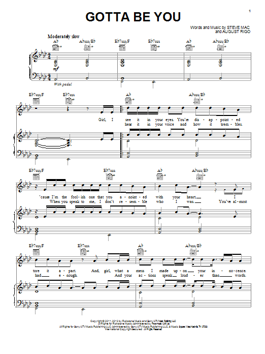 Download One Direction Gotta Be You Sheet Music