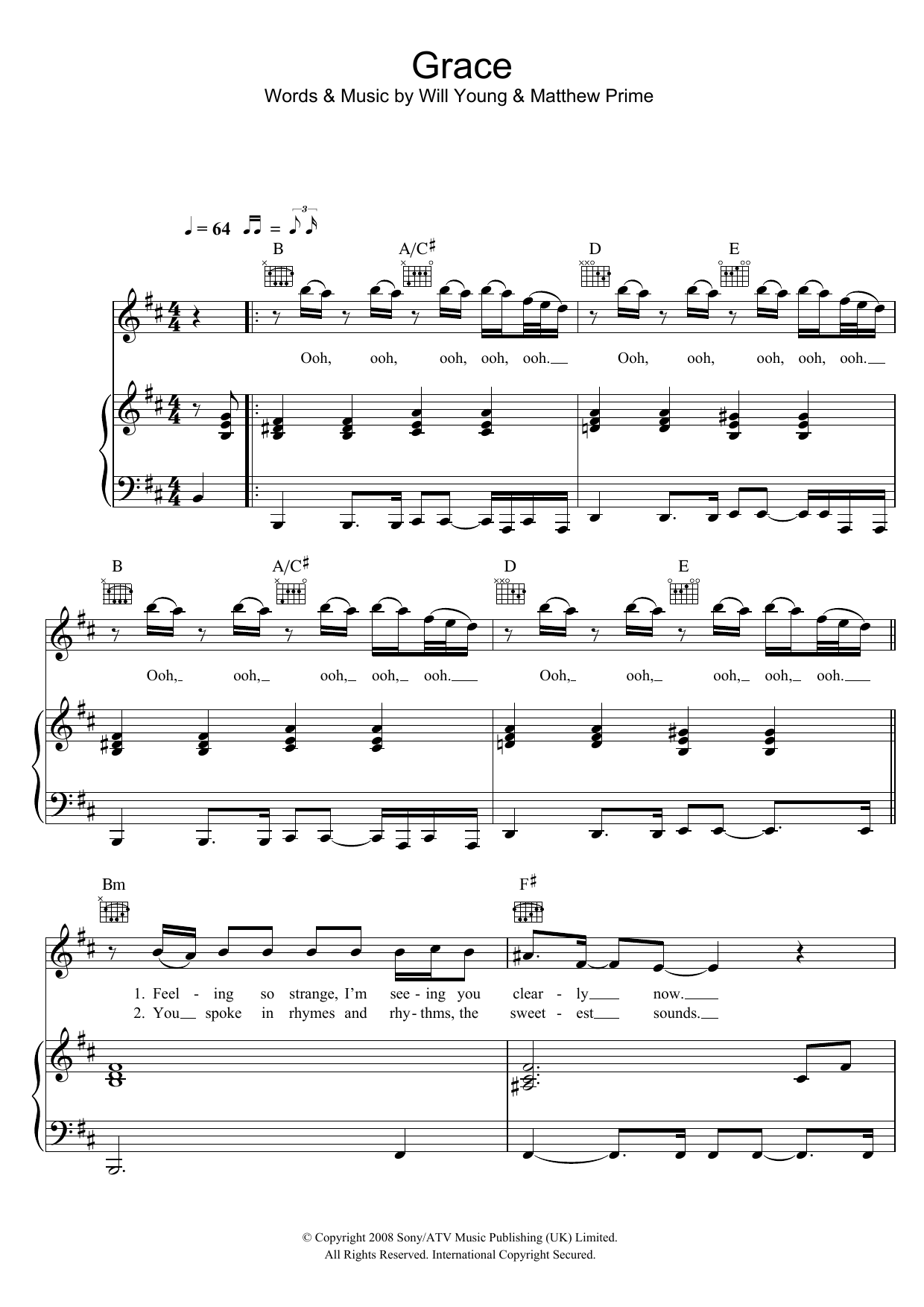 Download Will Young Grace Sheet Music