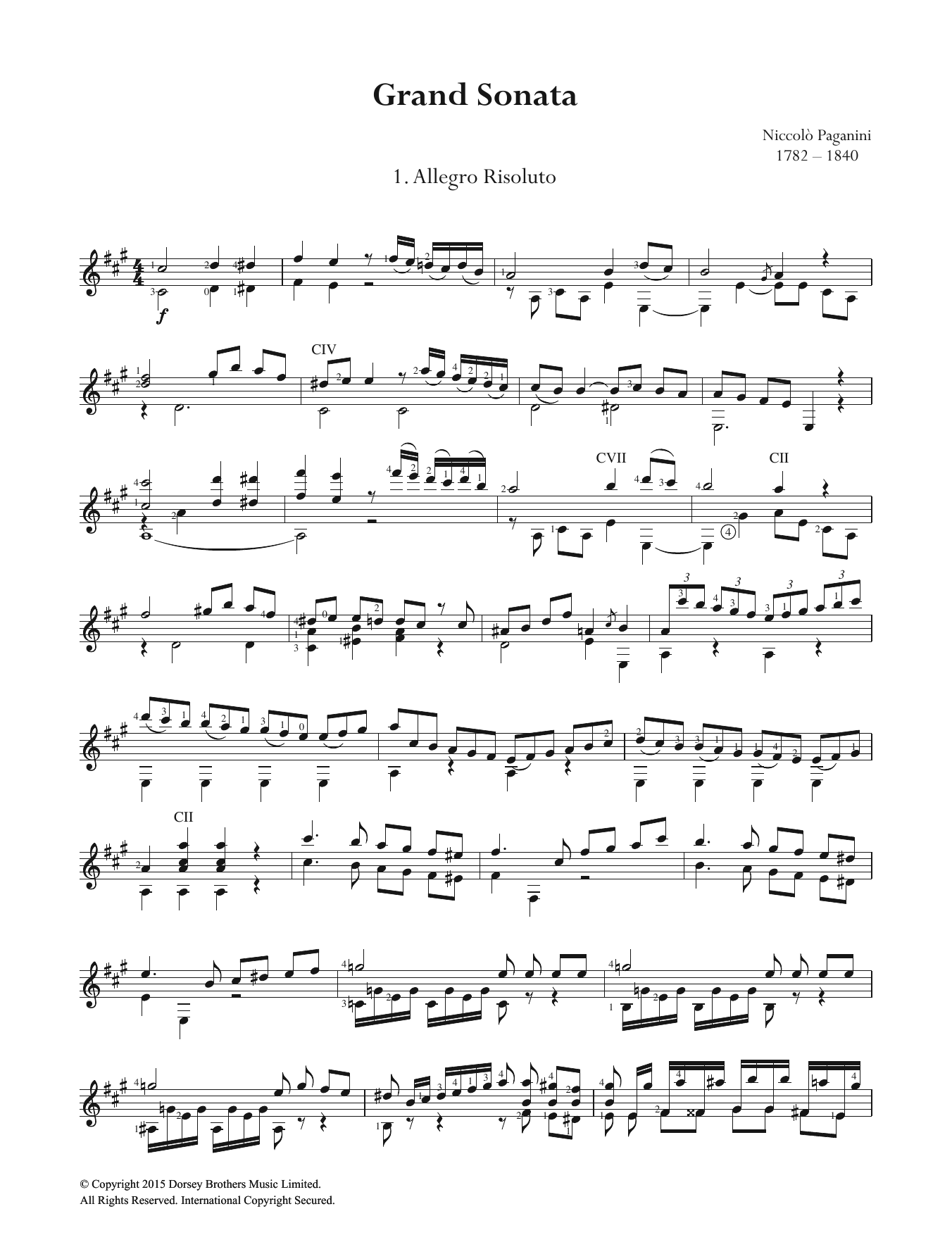 Download Niccolo Paganini Grand Sonata Sheet Music