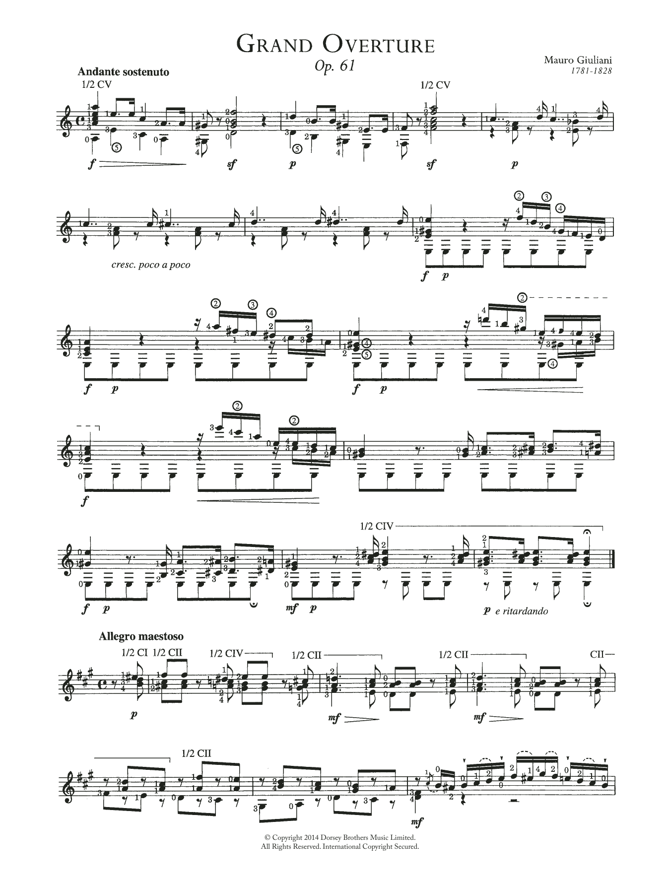 Download Mauro Giuliani Grande Overture Op. 61 Sheet Music