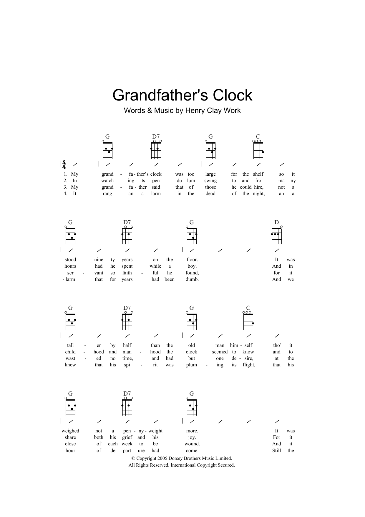 Download Henry Clay Work Grandfather's Clock Sheet Music