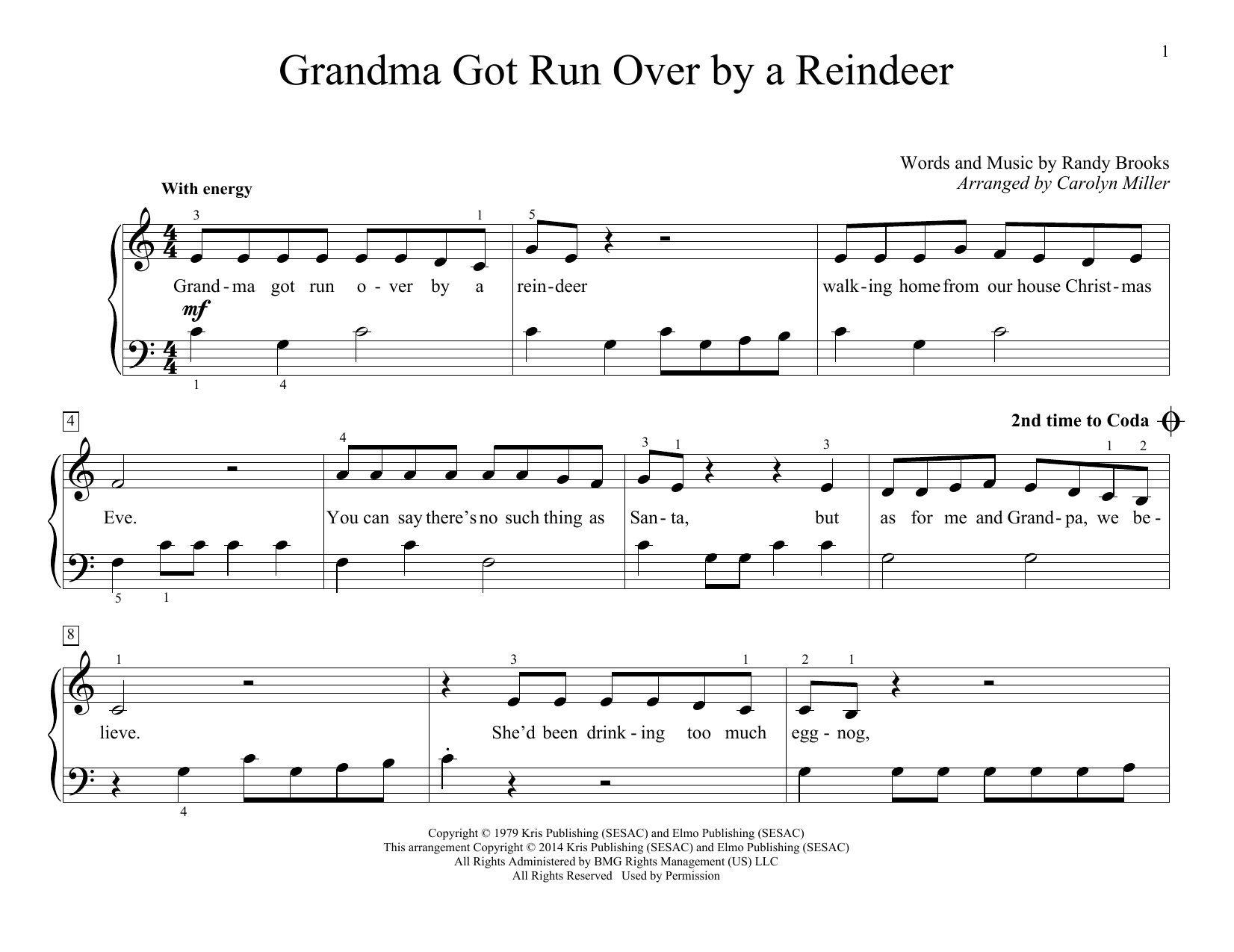 Download Carolyn Miller Grandma Got Run Over By A Reindeer Sheet Music