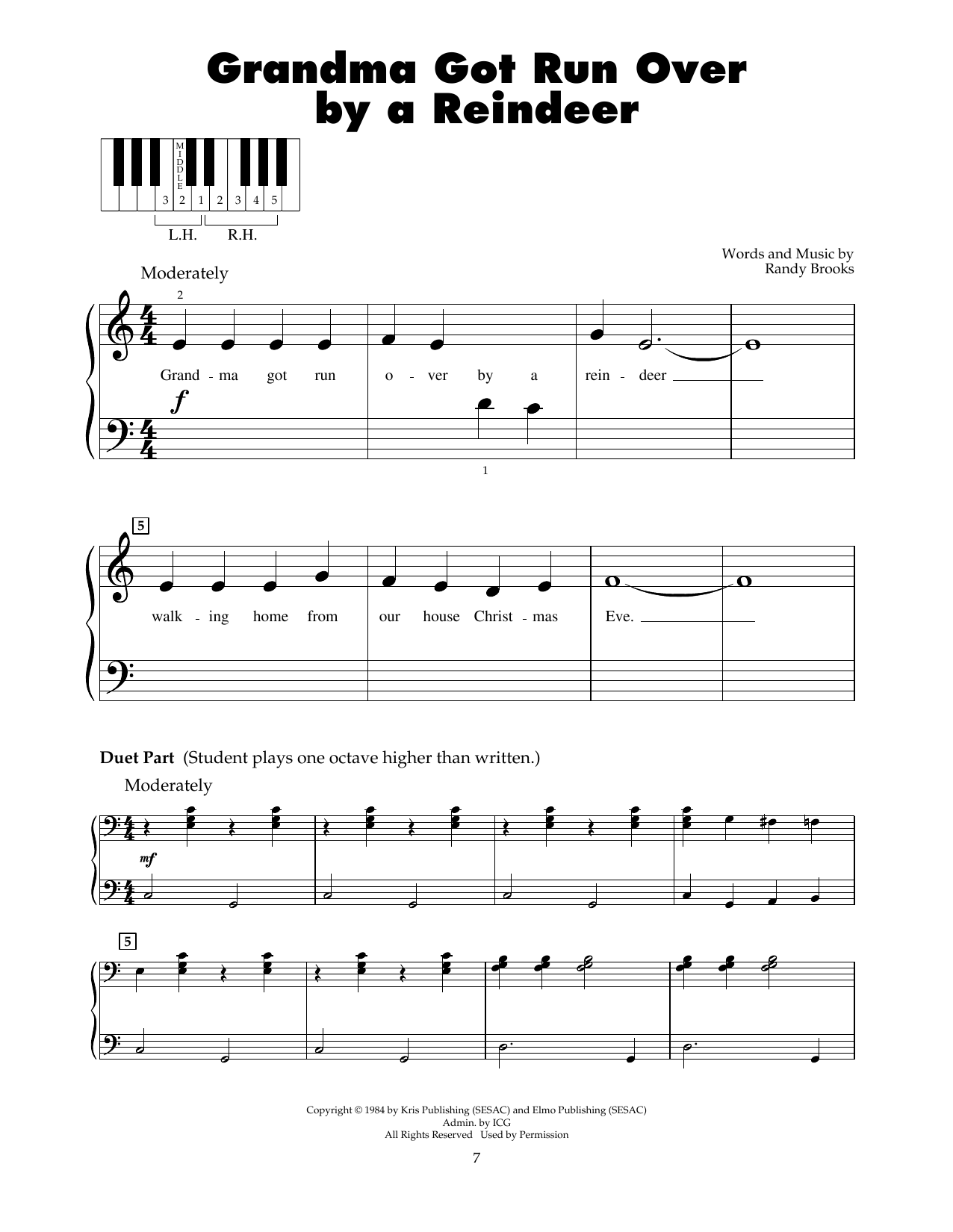 Randy Brooks Grandma Got Run Over By A Reindeer sheet music notes printable PDF score