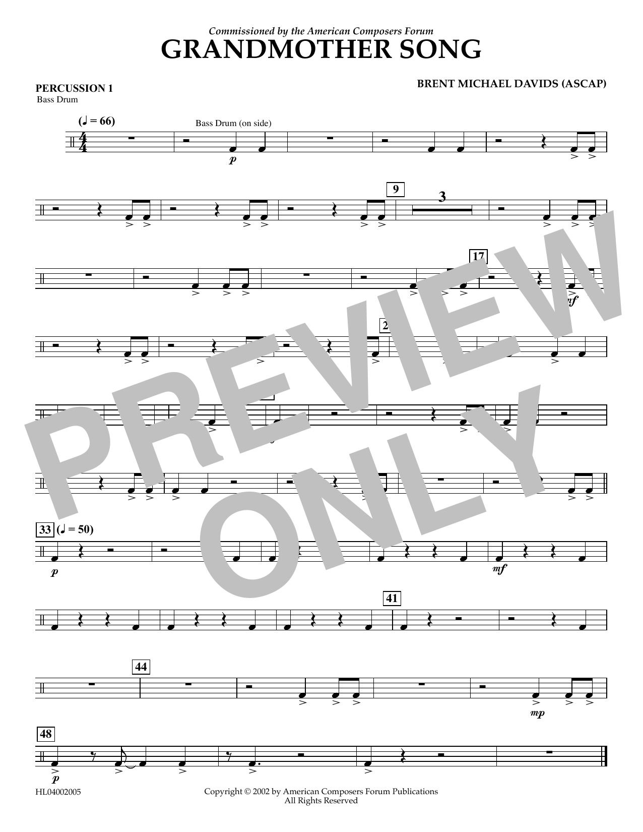 Download Brent Michael Davids Grandmother Song - Percussion 1 Sheet Music
