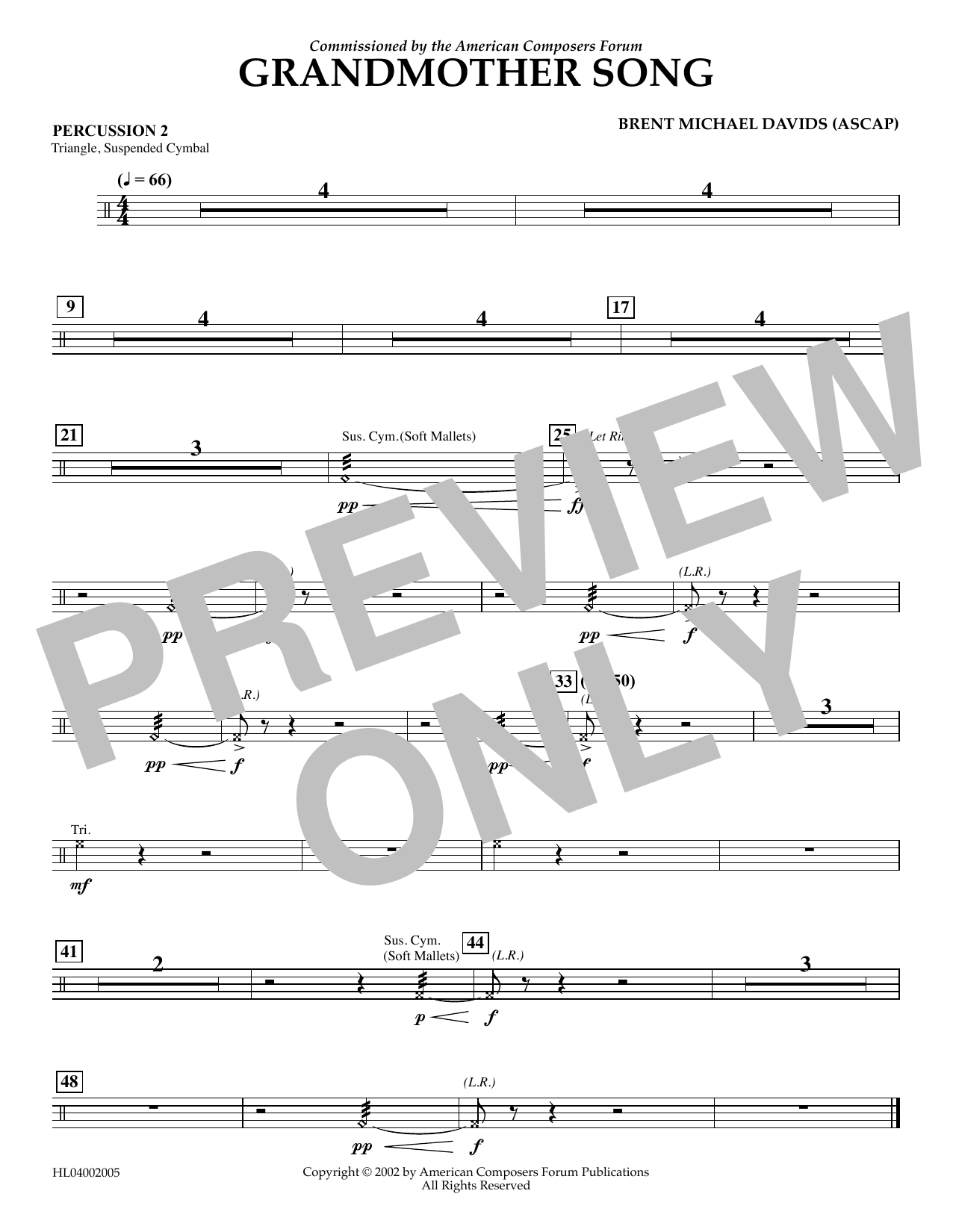 Download Brent Michael Davids Grandmother Song - Percussion 2 Sheet Music