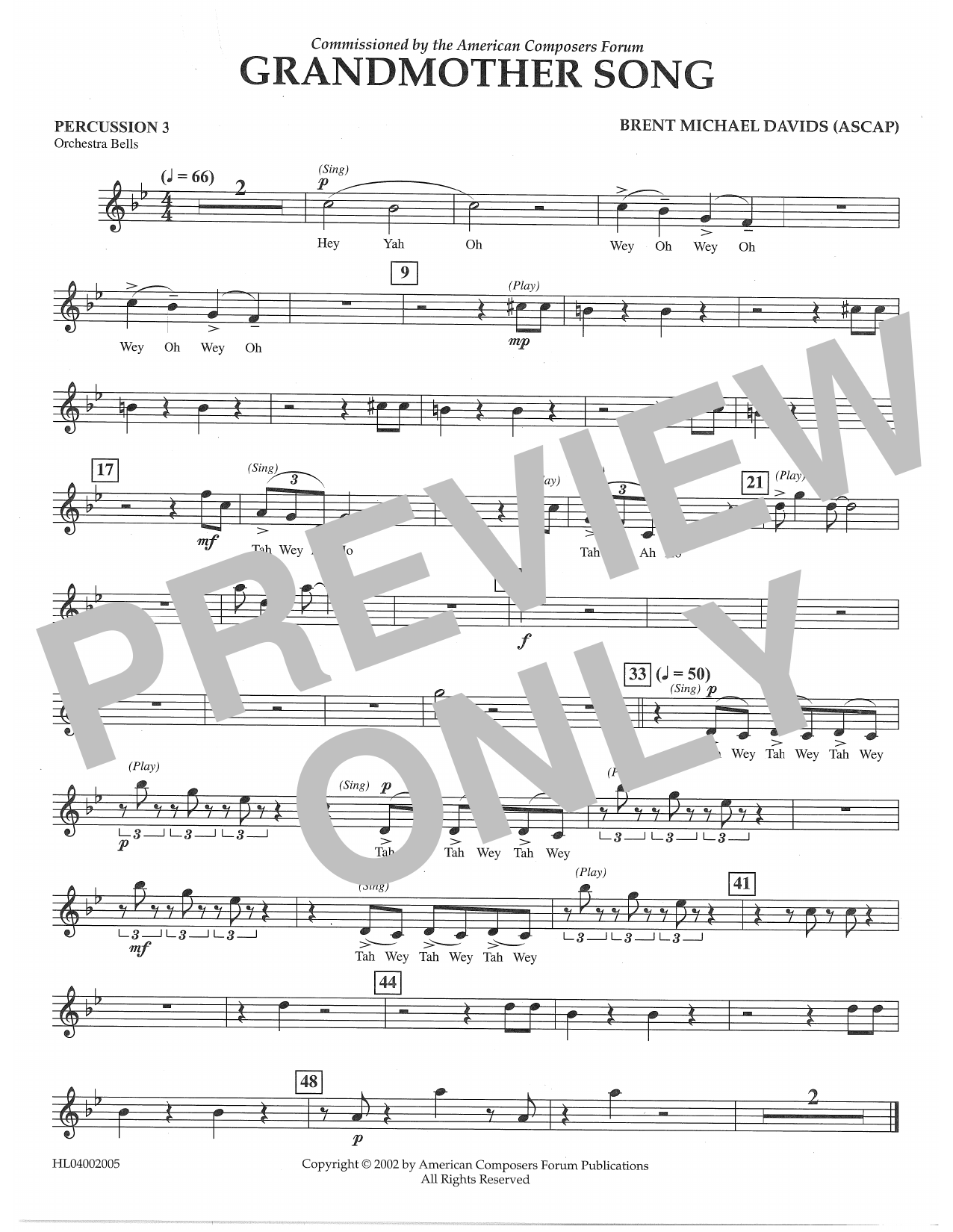 Download Brent Michael Davids Grandmother Song - Percussion 3 Sheet Music