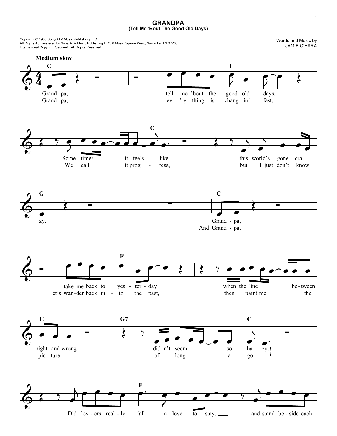 Download The Judds Grandpa (Tell Me 'Bout The Good Old Day Sheet Music