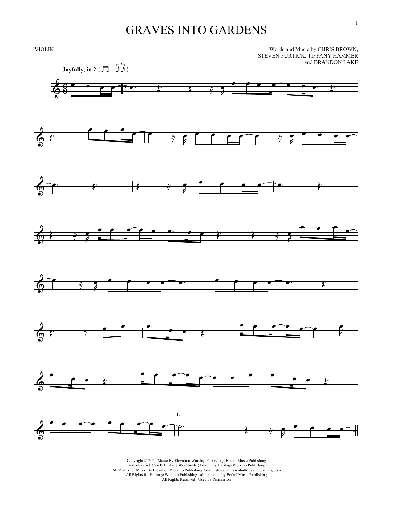 Elevation Worship Graves Into Gardens sheet music notes printable PDF score