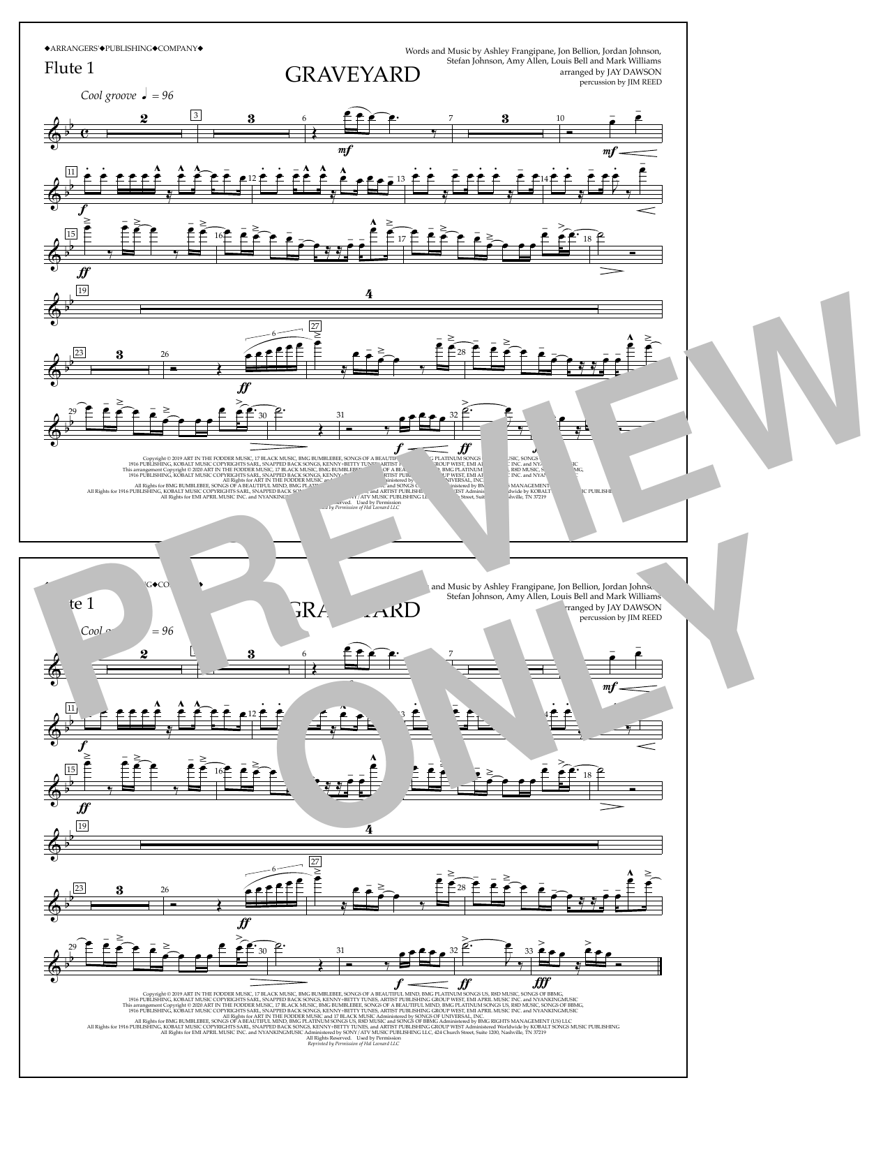 Download Halsey Graveyard (arr. Jay Dawson) - Flute 1 Sheet Music