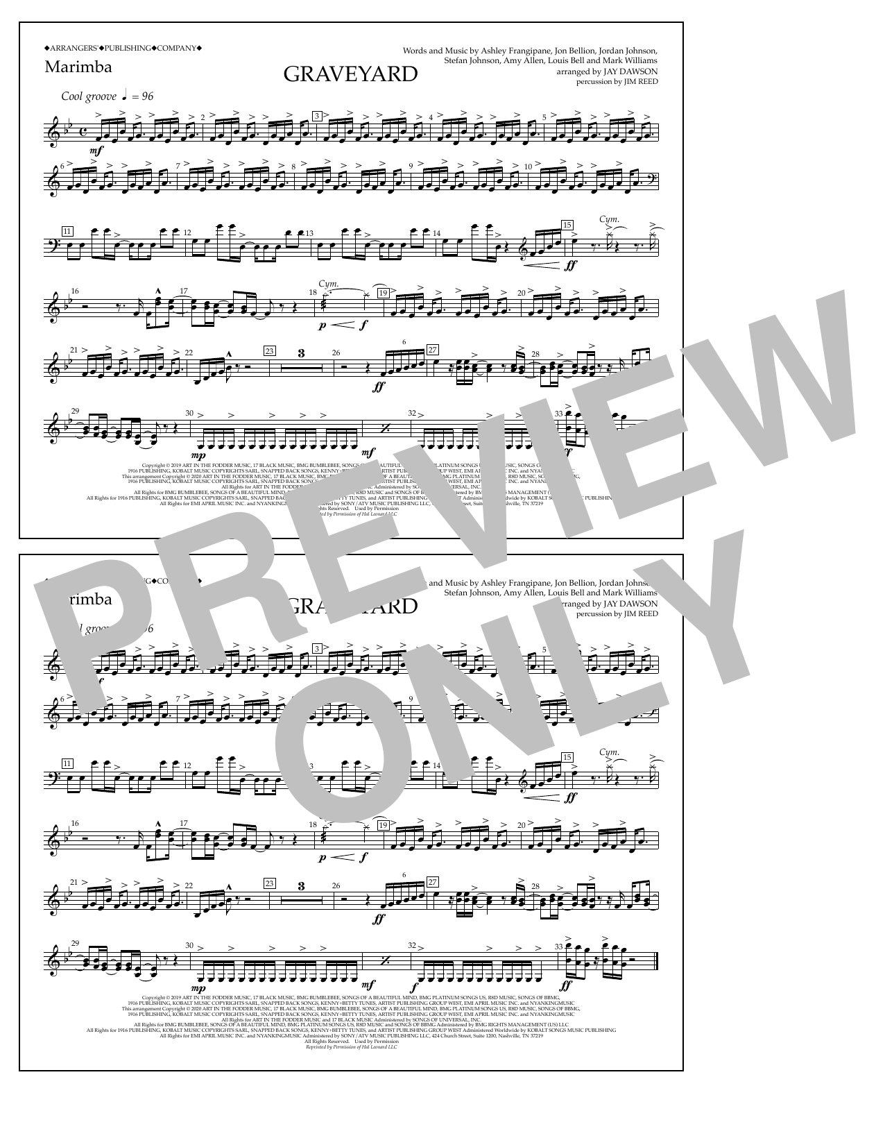 Download Halsey Graveyard (arr. Jay Dawson) - Marimba Sheet Music