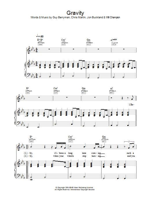 Download Coldplay Gravity Sheet Music