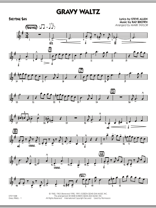 Download Mark Taylor Gravy Waltz - Baritone Sax Sheet Music
