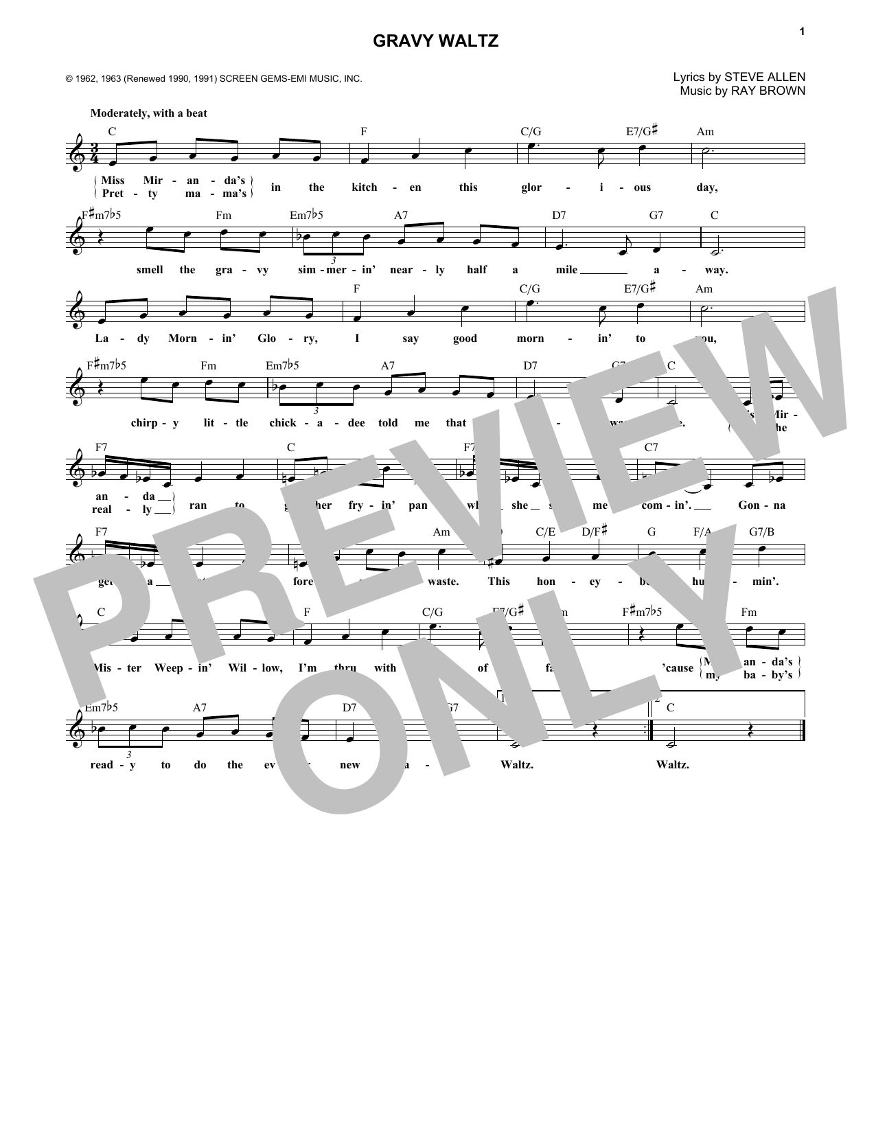 Ray Brown Gravy Waltz sheet music notes printable PDF score